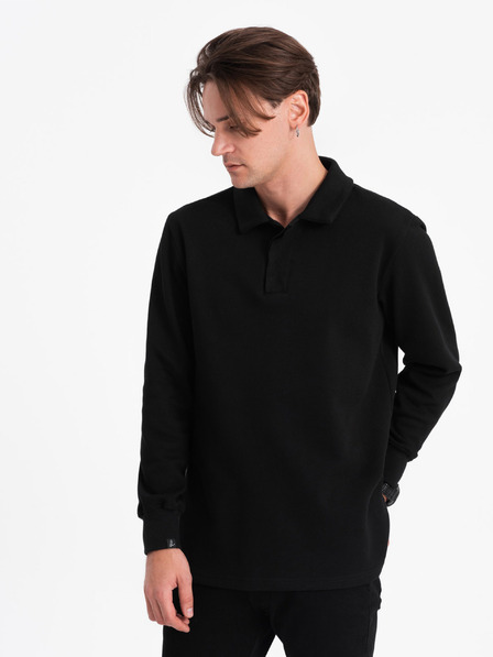 Ombre Clothing Černá pánská basic mikina s límečkem Ombre Clothing