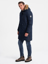 Ombre Clothing Tmavě modrá pánská zimní bunda s umělým kožíškem Ombre Clothing Alaskan