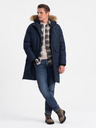 Ombre Clothing Tmavě modrá pánská zimní bunda s umělým kožíškem Ombre Clothing Alaskan