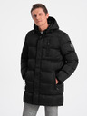 Ombre Clothing Černý pánský zimní prošívaný kabát Ombre Clothing