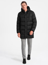 Ombre Clothing Černý pánský zimní prošívaný kabát Ombre Clothing