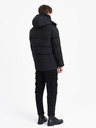 Ombre Clothing Černá pánská prošívaná zimní bunda s kapucí Ombre Clothing