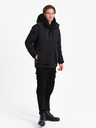 Ombre Clothing Černá pánská prošívaná zimní bunda s kapucí Ombre Clothing