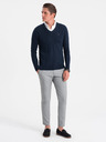 Ombre Clothing Tmavě modrý pánský svetr s košilovým límcem Ombre Clothing