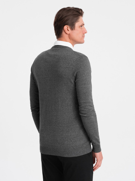 Ombre Clothing Šedý pánský svetr s košilovým límcem Ombre Clothing