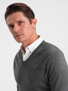 Ombre Clothing Šedý pánský svetr s košilovým límcem Ombre Clothing