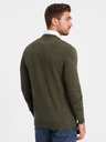 Ombre Clothing Zelený pánský svetr s košilovým límcem Ombre Clothing
