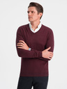 Ombre Clothing Vínový pánský svetr s košilovým límcem Ombre Clothing