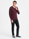 Ombre Clothing Vínový pánský svetr s košilovým límcem Ombre Clothing