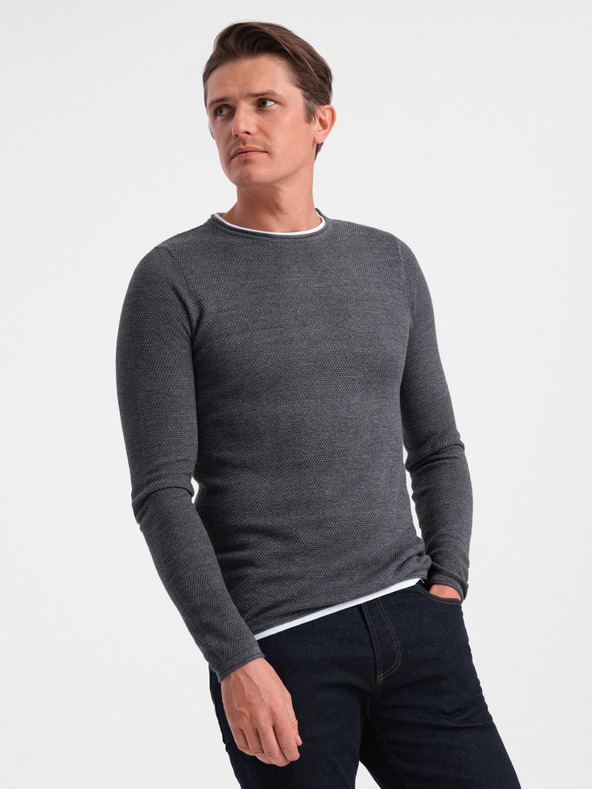 Ombre Clothing Tmavě šedý pánský svetr Ombre Clothing