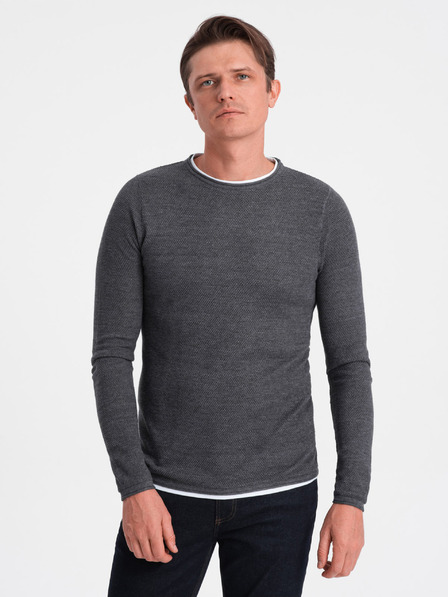 Ombre Clothing Tmavě šedý pánský svetr Ombre Clothing