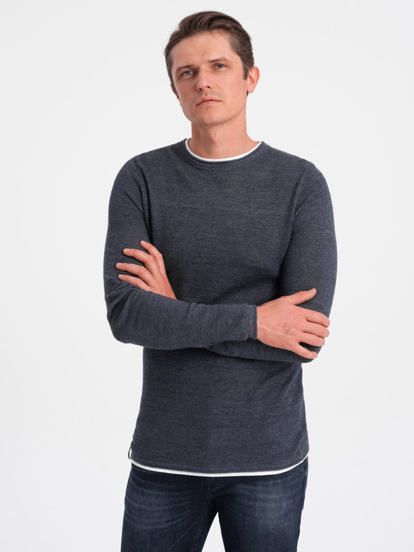 Ombre Clothing Tmavě modrý pánský svetr Ombre Clothing