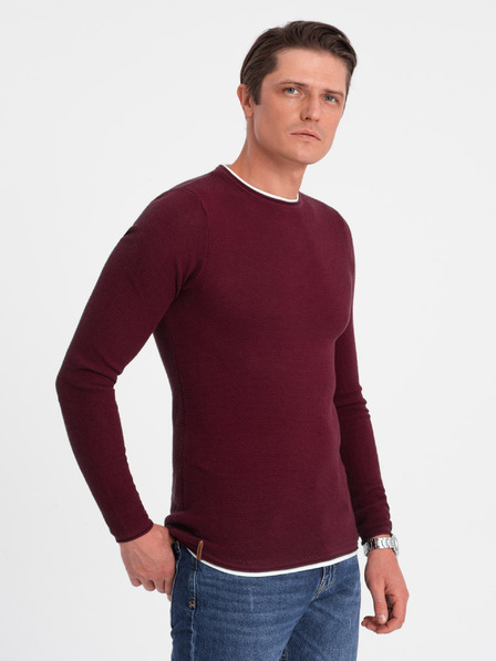 Ombre Clothing Vínový pánský svetr Ombre Clothing
