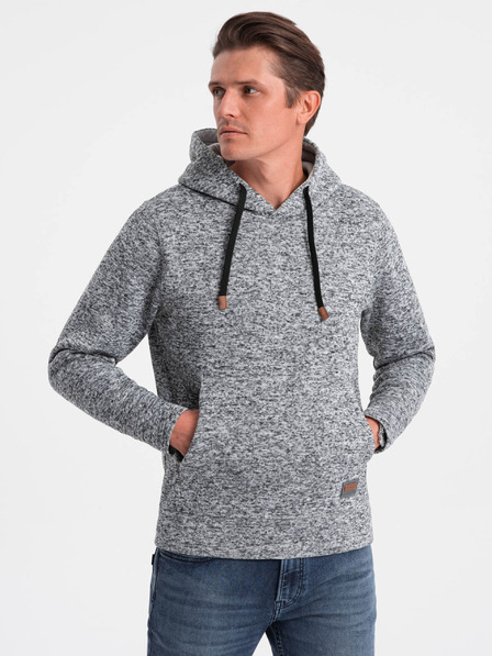 Ombre Clothing Šedá pánská žíhaná mikina s kapucí Ombre Clothing