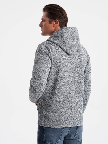 Ombre Clothing Šedá pánská žíhaná mikina s kapucí Ombre Clothing