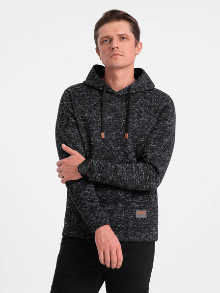 Ombre Clothing Tmavě šedá pánská žíhaná mikina s kapucí Ombre Clothing