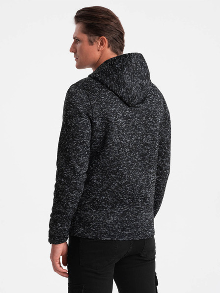 Ombre Clothing Tmavě šedá pánská žíhaná mikina s kapucí Ombre Clothing