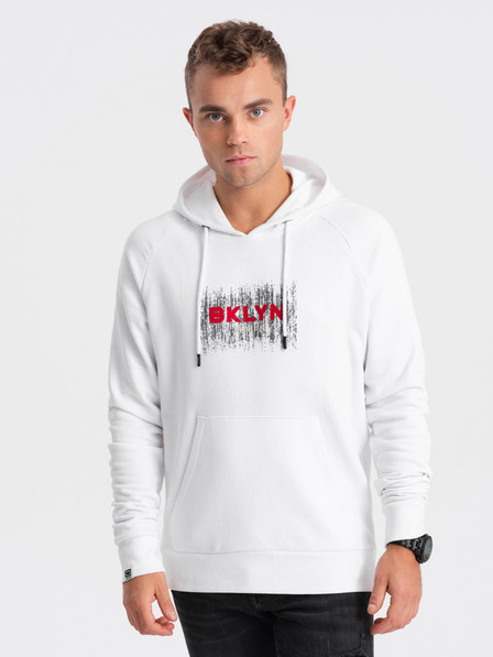 Ombre Clothing Bílá pánská mikina s potiskem Ombre Clothing