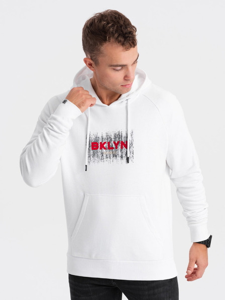 Ombre Clothing Bílá pánská mikina s potiskem Ombre Clothing