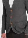 Ombre Clothing Šedý pánský kardigan s kapsami Ombre Clothing