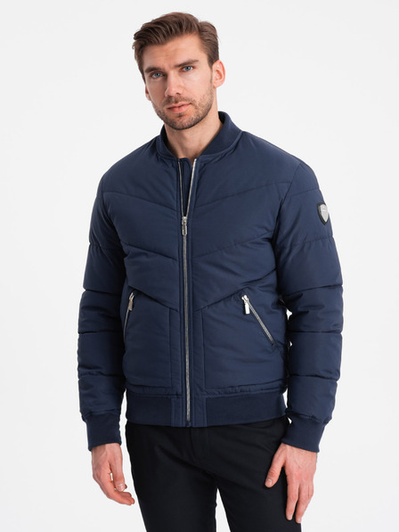 Ombre Clothing Tmavě modrý pánský prošívaný bomber Ombre Clothing