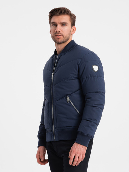 Ombre Clothing Tmavě modrý pánský prošívaný bomber Ombre Clothing