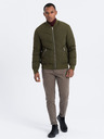 Ombre Clothing Khaki pánský prošívaný bomber Ombre Clothing