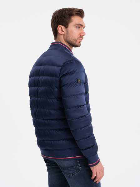 Ombre Clothing Tmavě modrý pánský prošívaný bomber Ombre Clothing