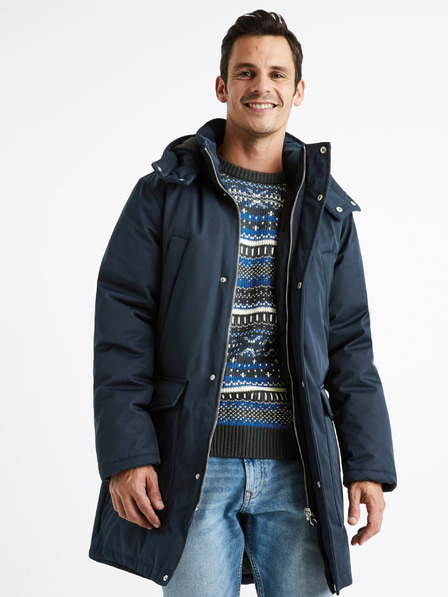 Celio Tmavě modrá pánská zimní parka Celio Cuturino
