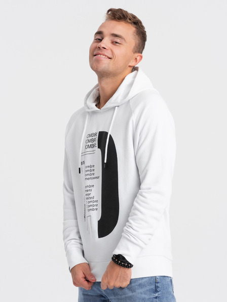 Ombre Clothing Bílá pánská mikina s potiskem Ombre Clothing