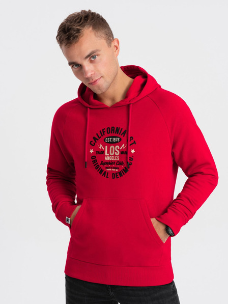 Ombre Clothing Červená pánská mikina s potiskem Ombre Clothing