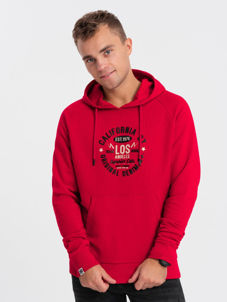 Ombre Clothing Červená pánská mikina s potiskem Ombre Clothing