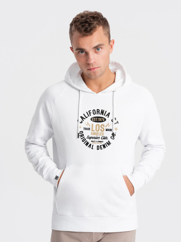 Ombre Clothing Bílá pánská mikina s potiskem Ombre Clothing