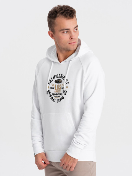 Ombre Clothing Bílá pánská mikina s potiskem Ombre Clothing