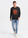 Ombre Clothing Tmavě hnědá pánská mikina s potiskem Ombre Clothing