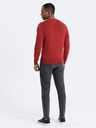 Ombre Clothing Červený pánský basic svetr s véčkovým výstřihem Ombre Clothing