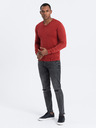 Ombre Clothing Červený pánský basic svetr s véčkovým výstřihem Ombre Clothing