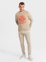 Ombre Clothing Béžová pánská mikina s potiskem Ombre Clothing