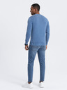 Ombre Clothing Modrý pánský basic svetr s véčkovým výstřihem Ombre Clothing