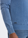 Ombre Clothing Modrý pánský basic svetr s véčkovým výstřihem Ombre Clothing