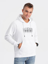 Ombre Clothing Bílá pánská mikina s kapucí Ombre Clothing