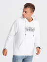 Ombre Clothing Bílá pánská mikina s kapucí Ombre Clothing