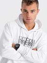 Ombre Clothing Bílá pánská mikina s kapucí Ombre Clothing