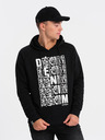 Ombre Clothing Bílo-černá pánská mikina s kapucí a potiskem Ombre Clothing