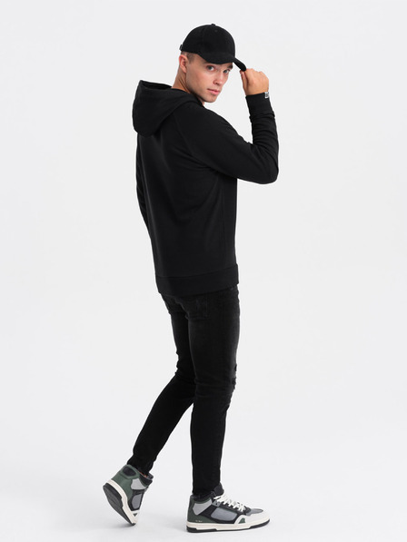 Ombre Clothing Bílo-černá pánská mikina s kapucí a potiskem Ombre Clothing