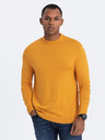 Ombre Clothing Hořčicový pánský basic svetr se stojáčkem Ombre Clothing