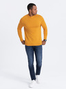 Ombre Clothing Hořčicový pánský basic svetr se stojáčkem Ombre Clothing