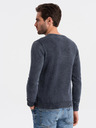 Ombre Clothing Tmavě modrý pánský basic svetr s véčkovým výstřihem Ombre Clothing