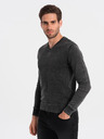Ombre Clothing Černý pánský basic svetr s véčkovým výstřihem Ombre Clothing