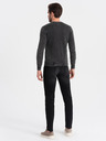 Ombre Clothing Černý pánský basic svetr s véčkovým výstřihem Ombre Clothing